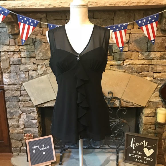 Talbots Tops - NWOT Talbots Petite Black Sheer Blouse Top Size 10